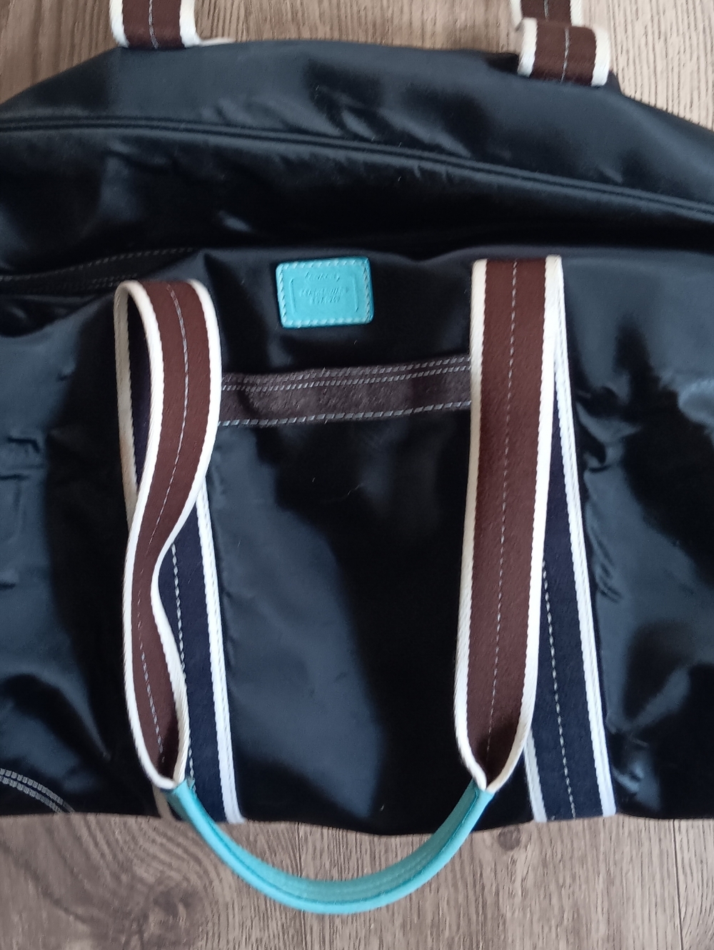 Coach  Black, Brown & Blue Extra Large Hampton Duffle Travel Bag ⚘️ - Picture 11 of 15